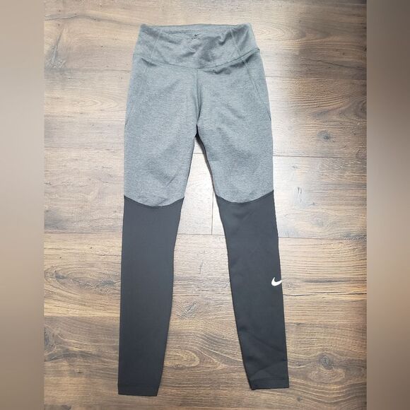 Nike Pants - Nike Running Women’s Fleece Lined Black & Grey Leggings Size XSmall